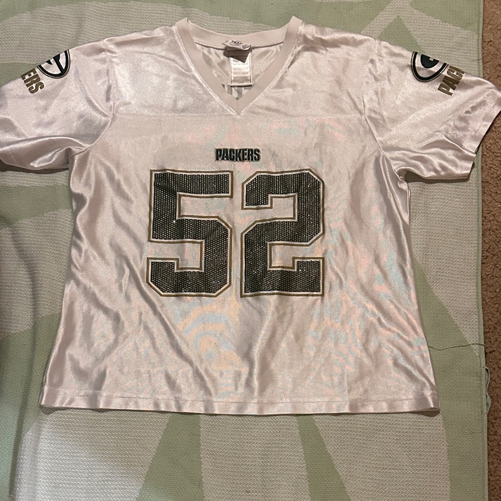 Kids White and Green Packers Jersey